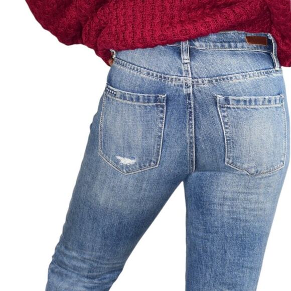 Blank NYC Jeans High Waist Blue Cotton Distressed Frayed Rigid Tapered Size 26 - Picture 5 of 13